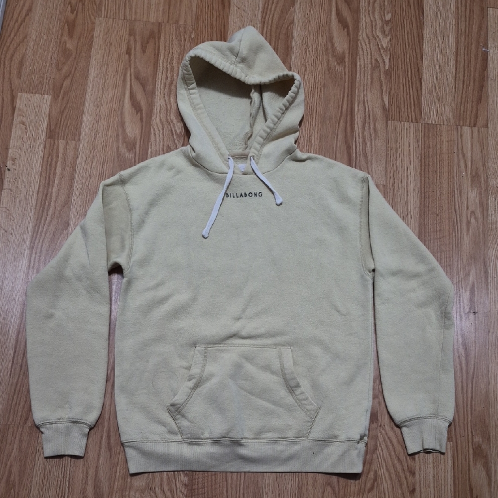 Billabong Sweatshirt Mens S Yellow Double Graphic Beach Cotton Blend Hoodie